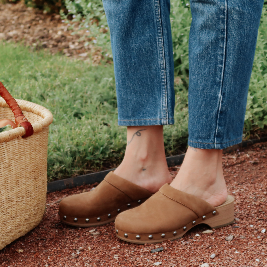 Promotional banner featuring clogs