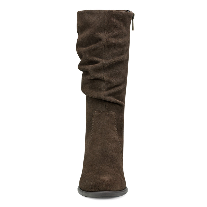 Vine Block Heel Almond Toe Casual Boots