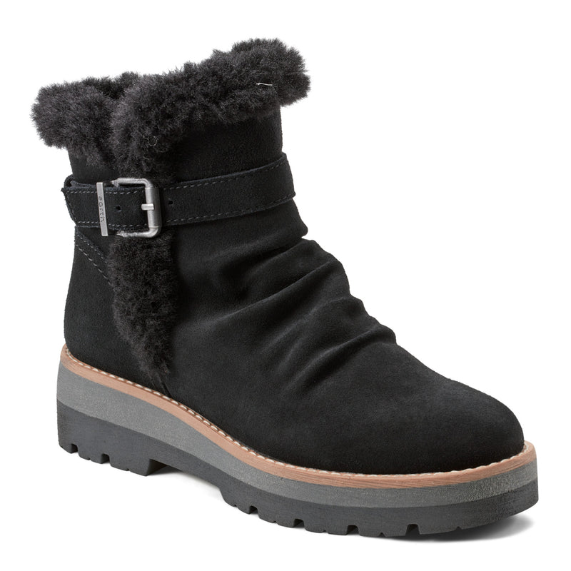Yara Waterproof Suede Lug Sole Ankle Booties