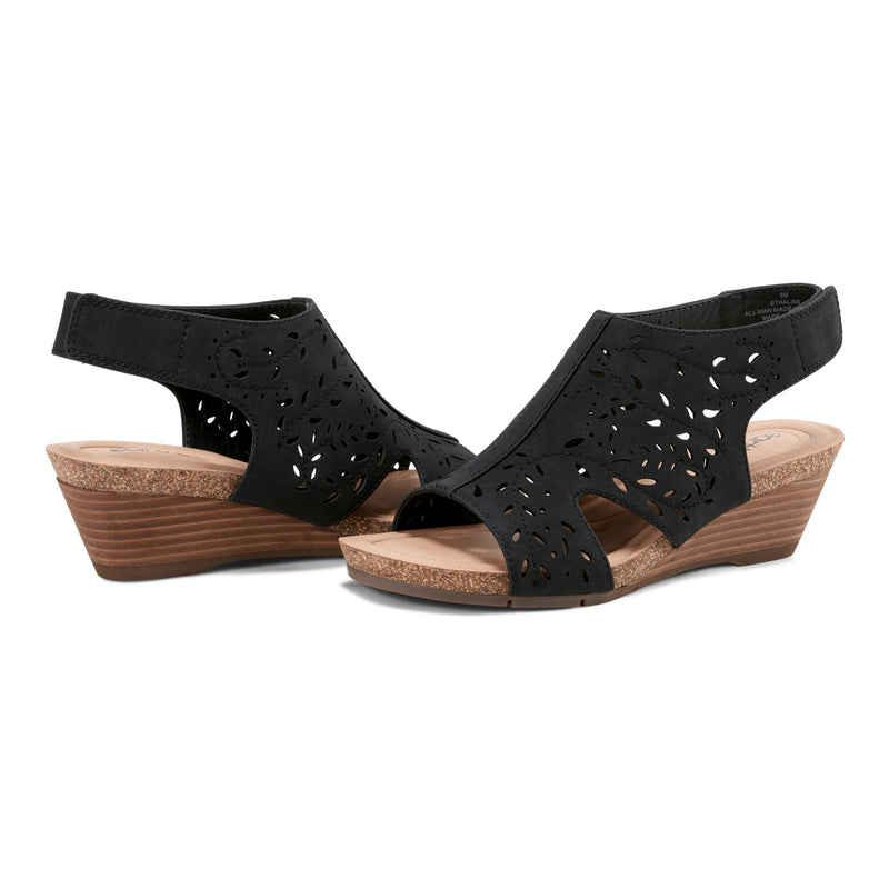 Halin Round Toe Slingback Wedge Sandals