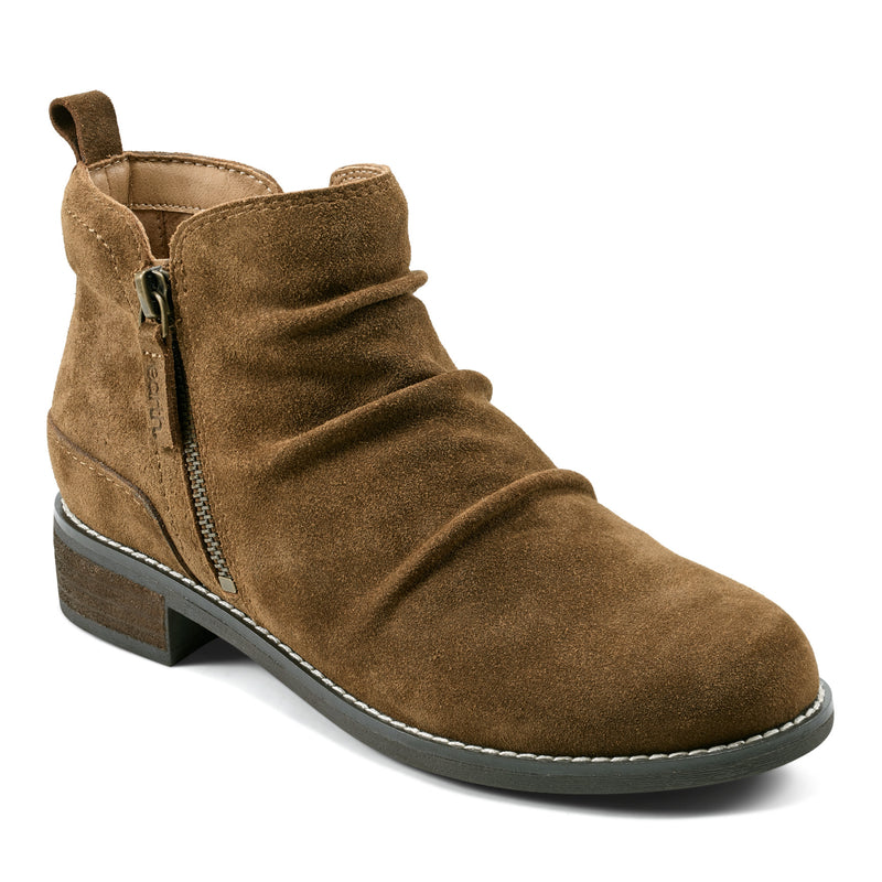 Nadya Round Toe Ruched Casual Booties