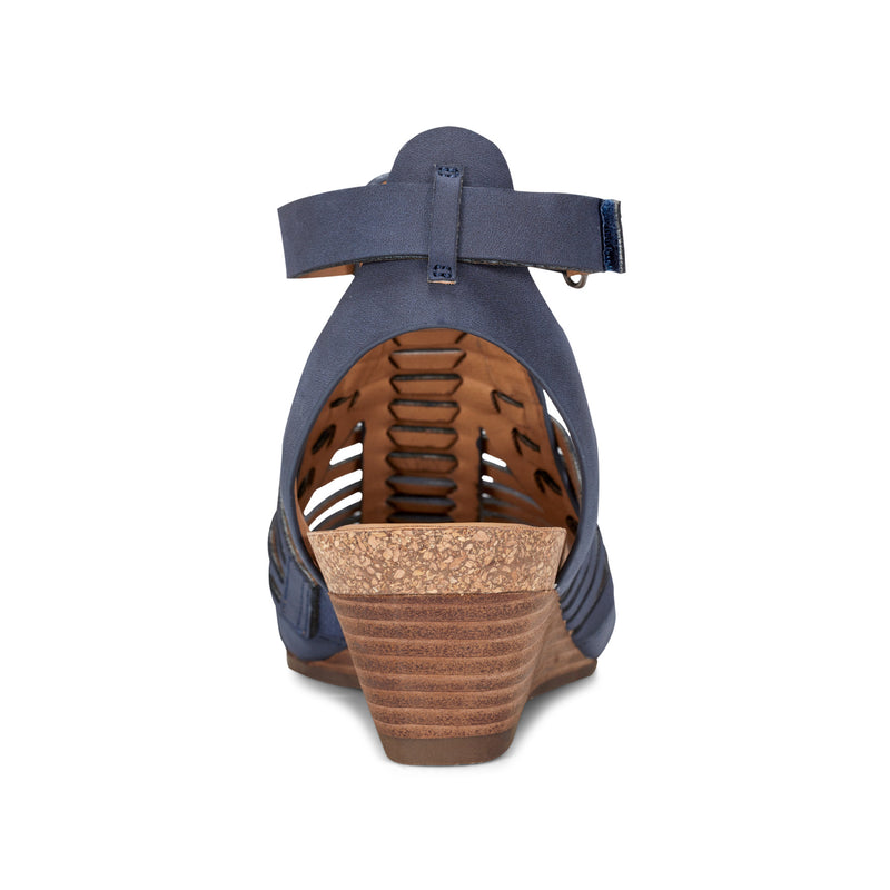 Hattie Round Toe Strappy Wedge Sandals