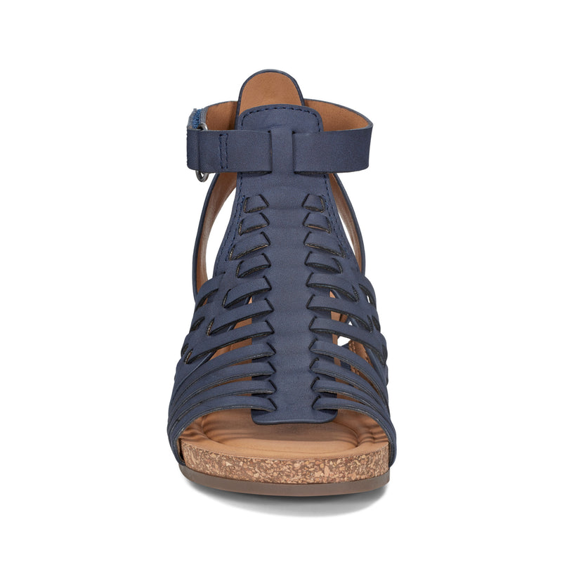 Hattie Round Toe Strappy Wedge Sandals