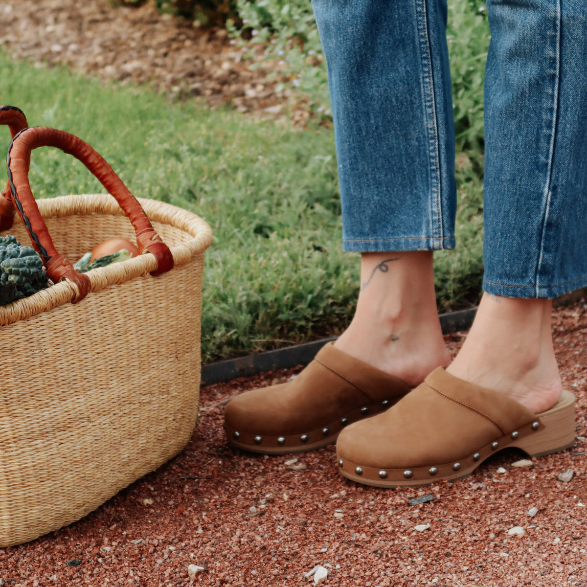 Promotional banner featuring clogs