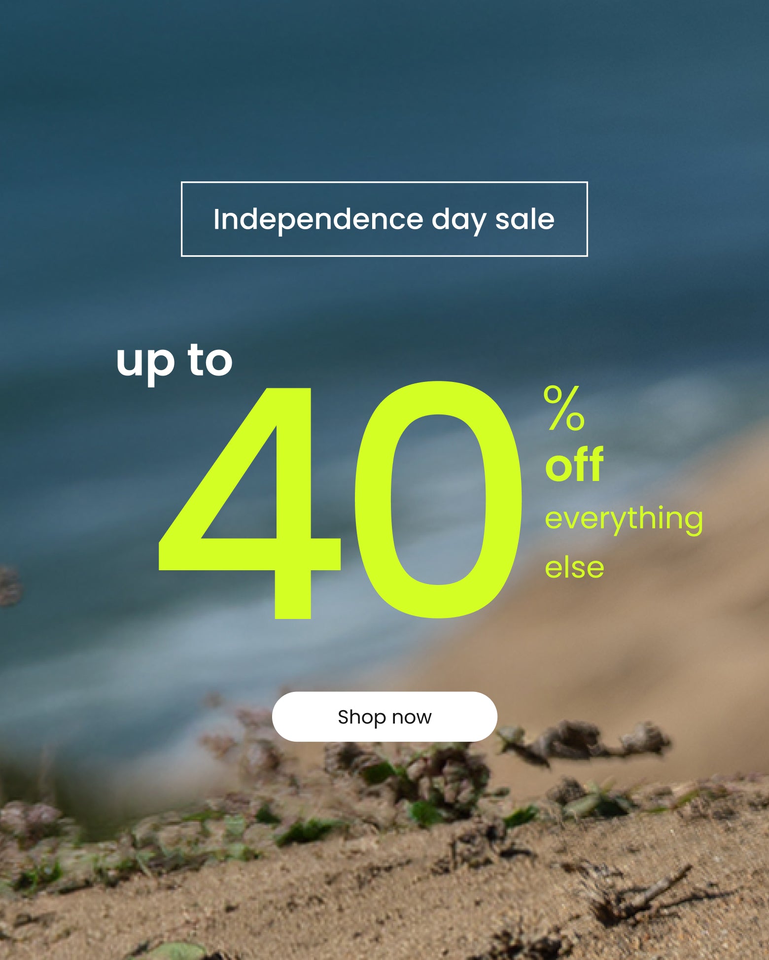 Promotional banner featuring Earth Shoes Independence Day sale with up to 50% off