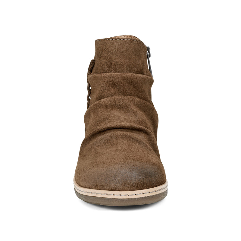 Hilaree Water Repellent Round Toe Ruched Casual Booties