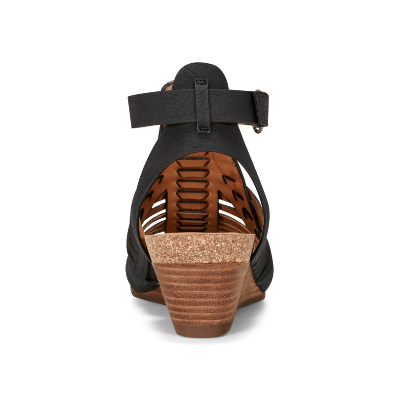 Hattie Round Toe Strappy Wedge Sandals